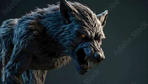 3d Illustration of a werewolf on dark background with clipping path. 