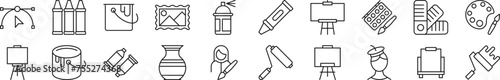 Wallpaper Mural Pack of line icons of artist. Editable stroke. Simple outline sign for web sites, newspapers, articles book Torontodigital.ca