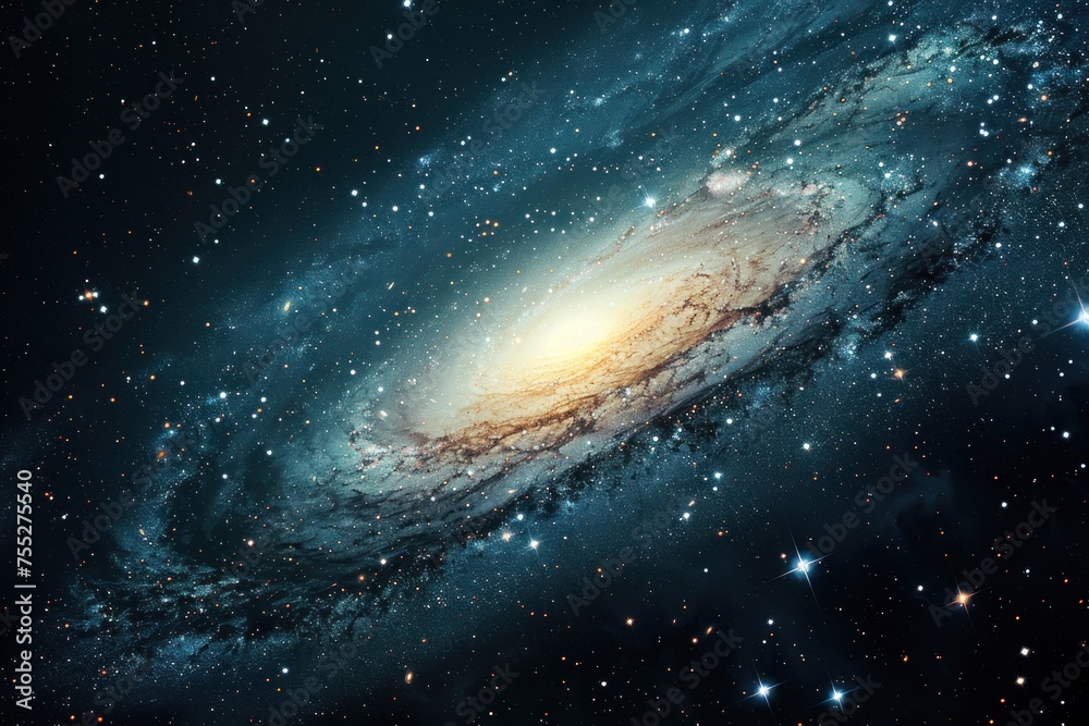 Fototapeta premium Celestial Spiral Galaxy Background with Ethereal Glow