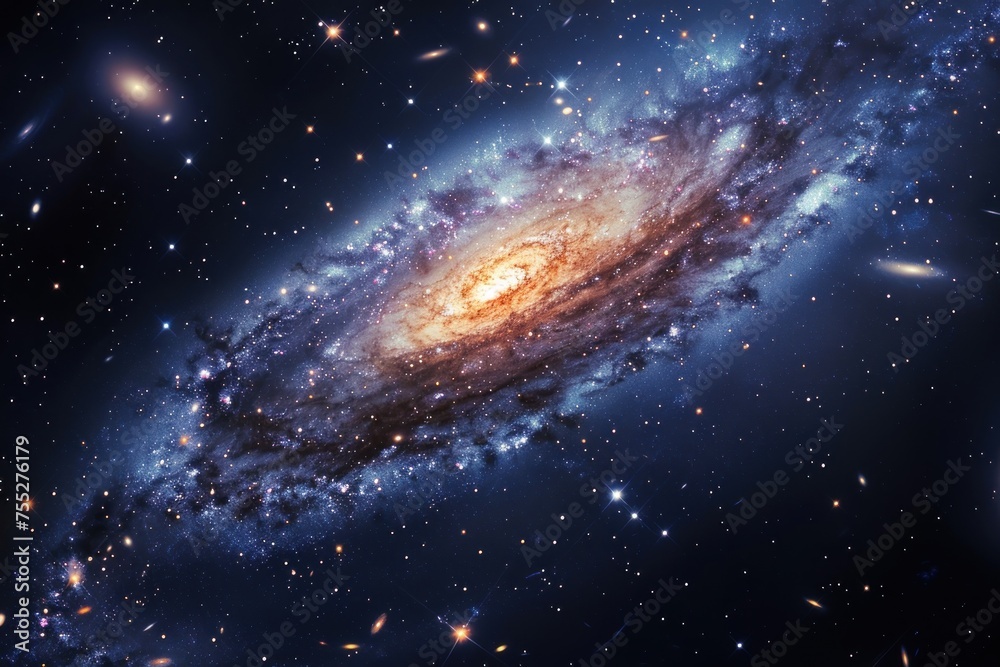 Obraz premium Astral Spiral Galaxy Background with Radiant Aura