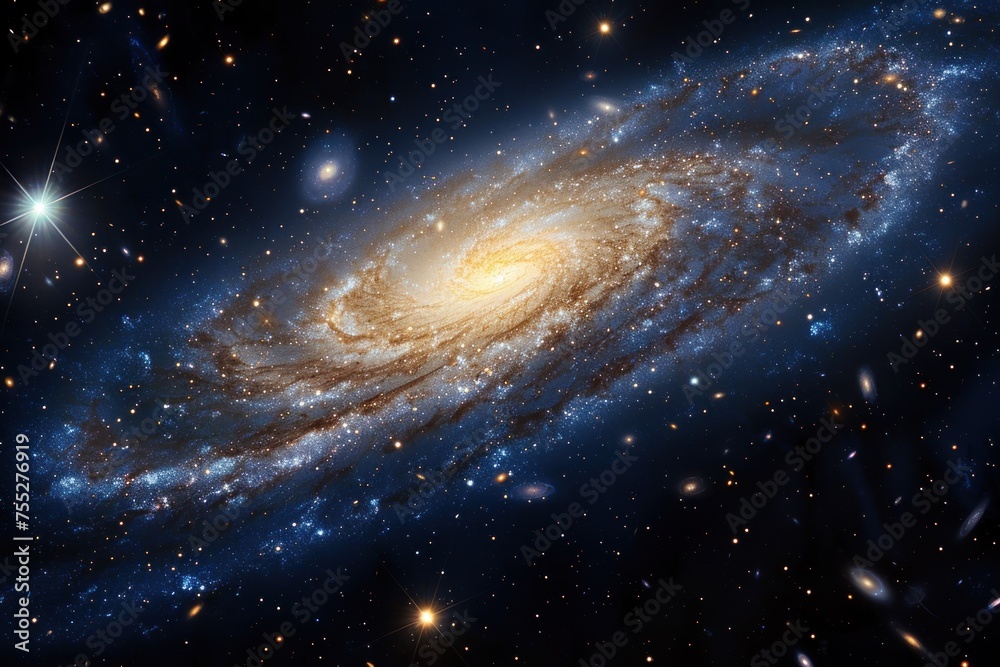 Fototapeta premium Mesmerizing Spiral Galaxy Background with Celestial Tapestry
