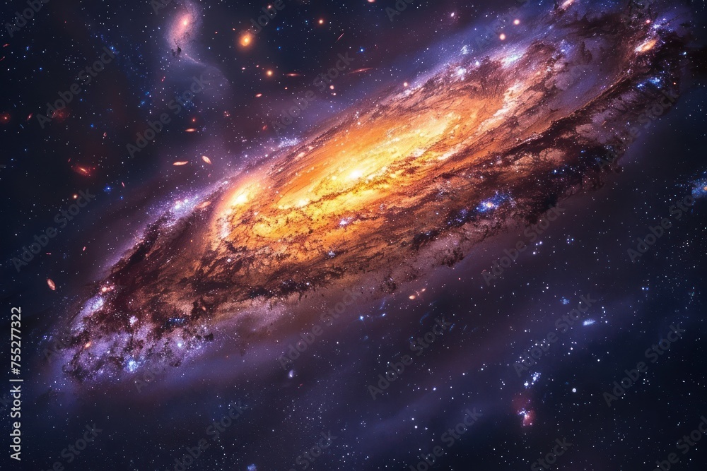 Fototapeta premium Celestial Spiral Galaxy Background with Nebulaic Hues