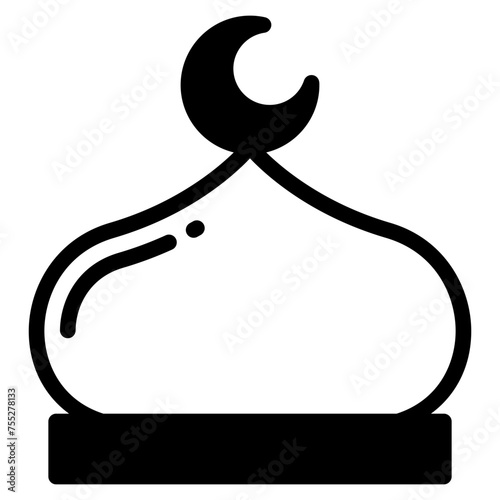 Muslim mosque domes icon. islamic worship place, islam prayer room for Religion and Ramadan symbol.