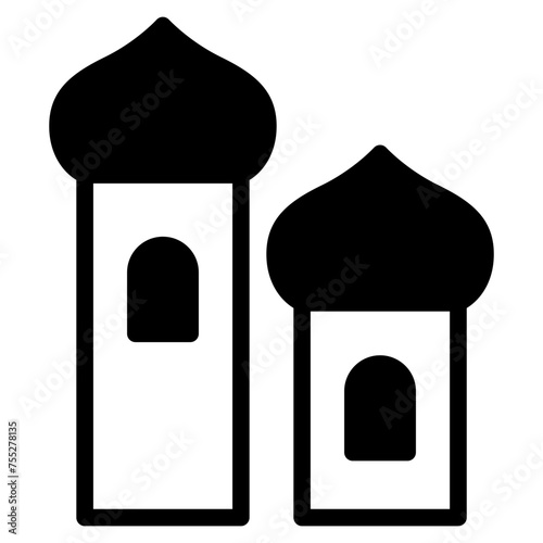 Muslim mosque domes icon. islamic worship place, islam prayer room for Religion and Ramadan symbol.