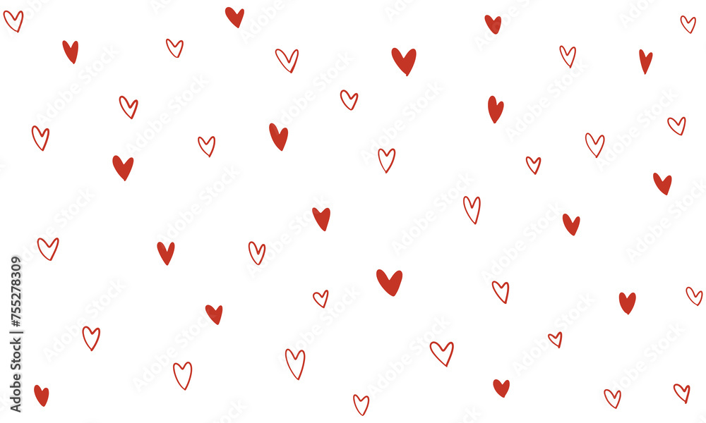 Hand drawn hearts. Design elements for Valentine's day. Hand drawn rough marker hearts isolated on white background. Set of unique hand drawn hearts. Painted design elements.	