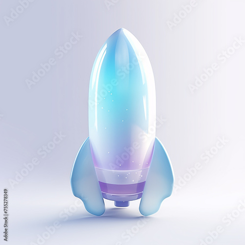 3d glass crystal material cool rocket model
 photo