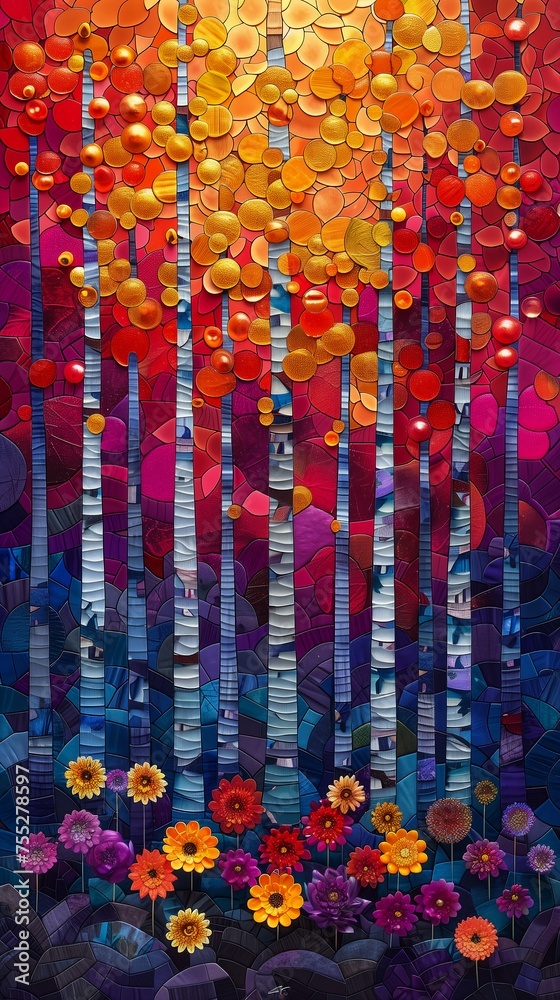 forest trees flowers layered paper colors sunset amazing inspiring birch talented city exaggerated beads thick layers rhythms rhythm hues