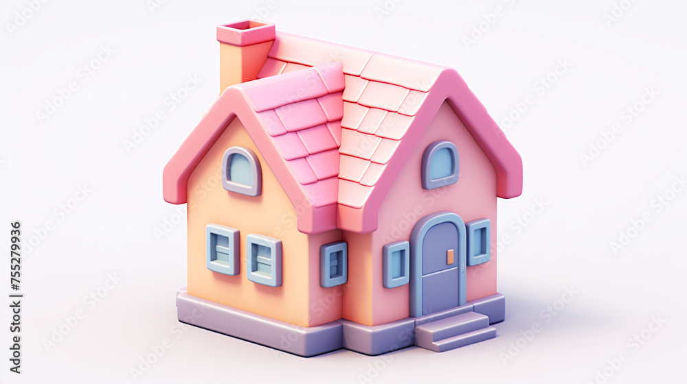 Real estate Finance Commercial residential cartoon model house 3D rendering concept illustration
