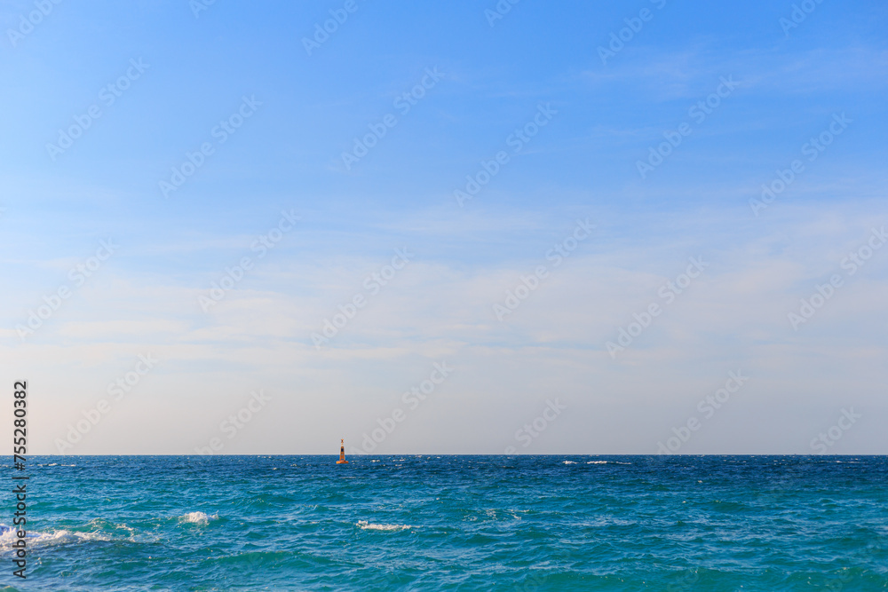 Ocean waves, clear seas and skies, buoys in the sea. Ocean waves, clear seas and skies, buoys in the sea.