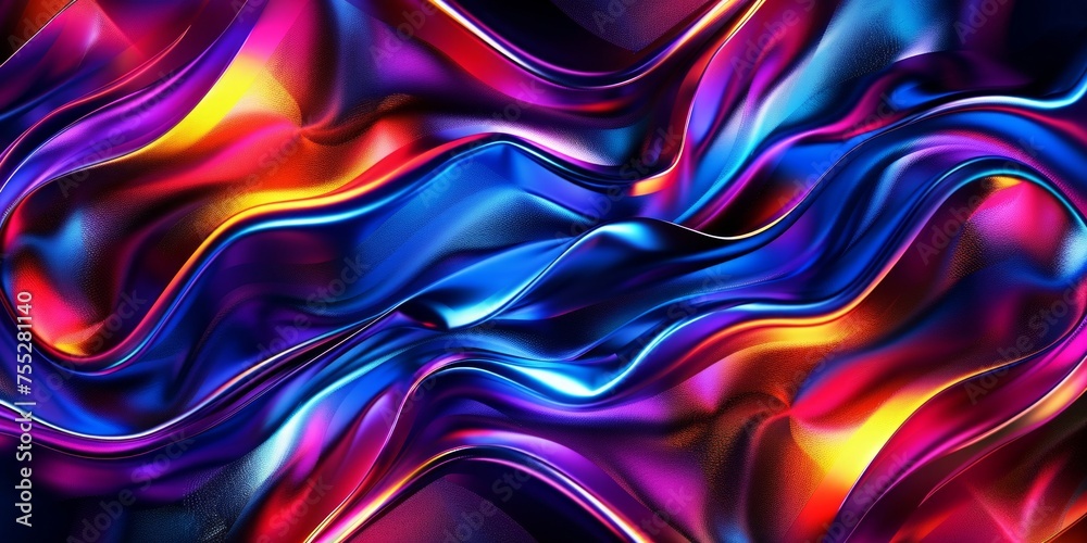Obraz premium Striking colorful silk waves blending in high contrast tones for a vibrant background.