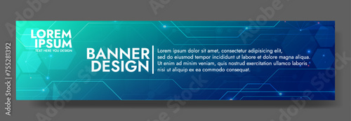 Gradient Digital technology banner. Futuristic banner for various design projects such as websites, presentations, print materials, social media posts