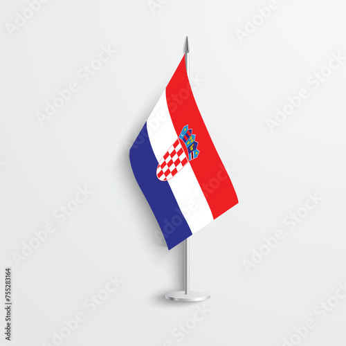 Croatia table flag icon isolated on light grey background. Croatian desk flag icon on barely white background. photo