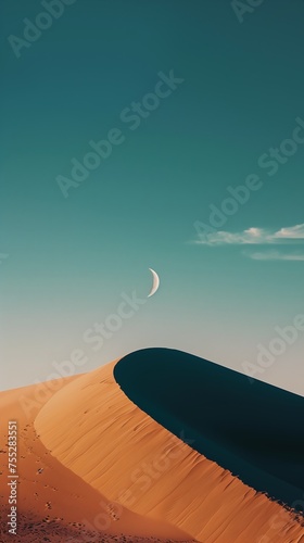 view desert crescent sky transparent cosmic abeyance unconnected moon deserted nature magazine