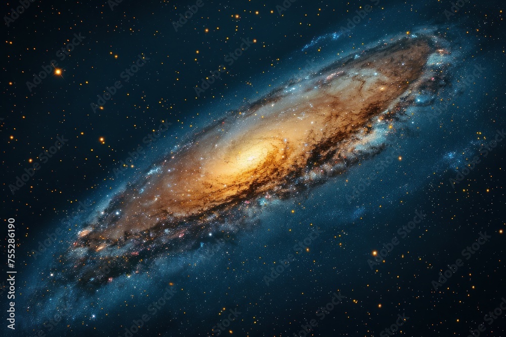 Fototapeta premium Ephemeral Spiral Galaxy Background with Nebulous Glitter