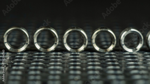 A series of photographs show a small metal ring undergoing repeated cycles of stretching and contracting. With each cycle the ring changes from its expanded oval shape to