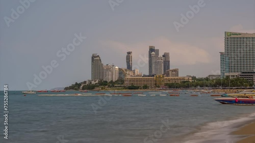 Pattaya central festival beach aerial view time lapse, hyperlapse, Thailand photo