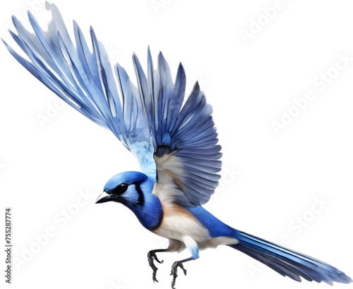 Watercolor of a Blue Jay bird clipart. photo