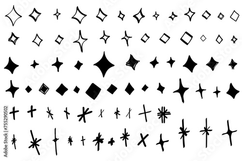手書きのキラキラの飾りのイラストのセット