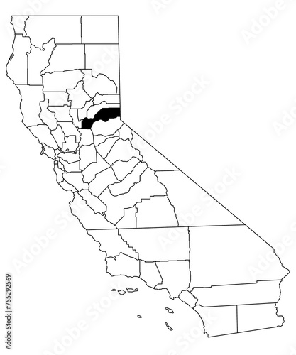 Foto Map of placer County in California state on white background