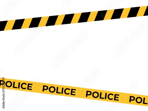 Police line. Criminal illustration on white background. Crime scene do not cross. 