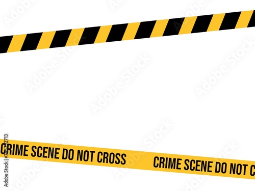 Crime scene do not cross tape. Criminal illustration on white background. Flat design. 