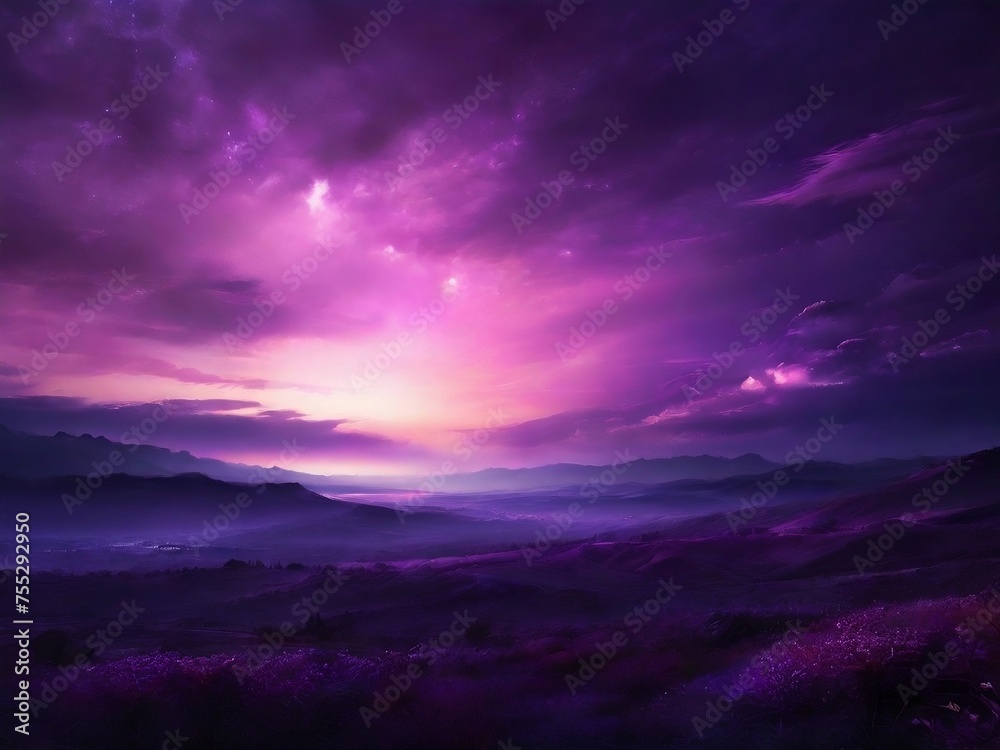 purple sky landscape. beautiful view for poster, social media, web. generative ai purple sky landscape. beautiful view for poster, social media, web. generative ai