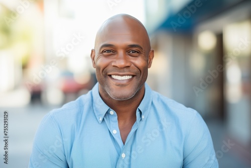 Black African American man smiling happy on a street © blvdone