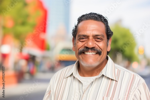 Hispanic Latino Latin American man smiling happy face on a street © blvdone