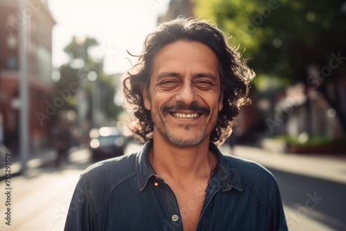 Hispanic Latino Latin American man smiling happy face on a street