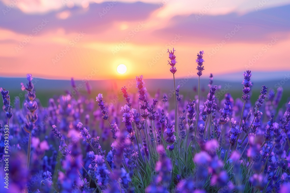 Fototapeta premium Lavender field at sunset