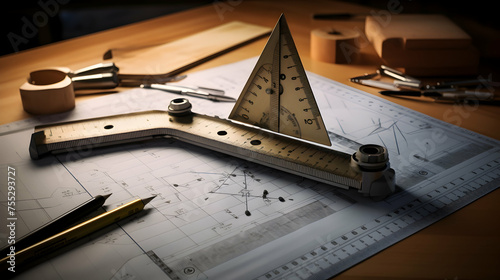 Drafting triangles and scales on a clean drafting © Visual Aurora