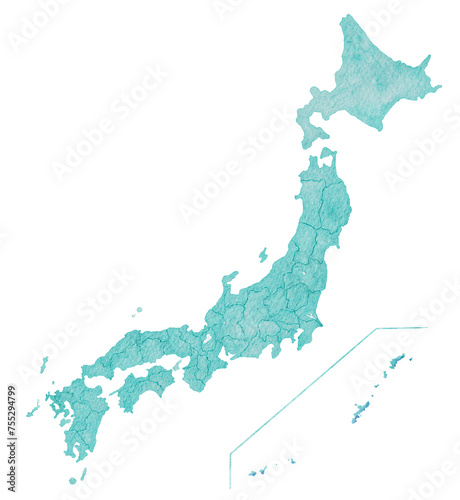 水彩タッチの日本地図