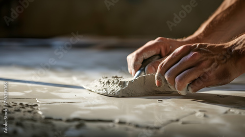 Tiling expert with a notched trowel