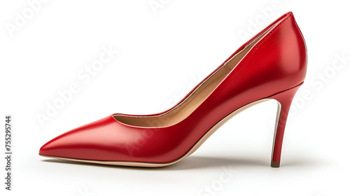 red womens classic leather heels isolated on white background. generative ai