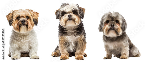 Front, side and back views of a shih tzu alongside an unknown breed with censored face © Daniel