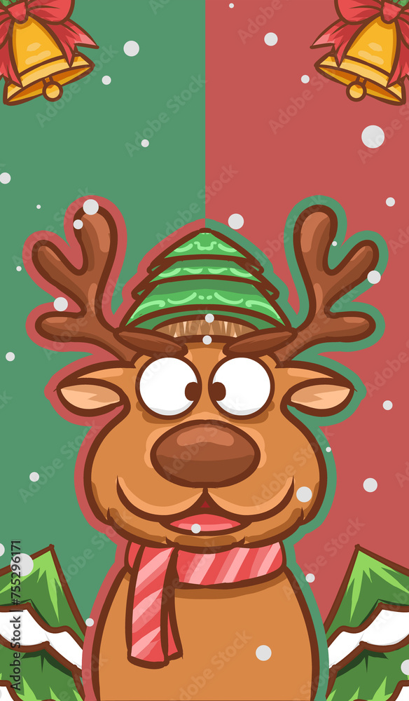 Fototapeta premium Original hand drawn cartoon Christmas illustration poster material 