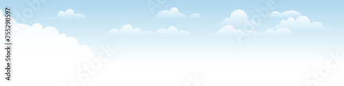 Vector drawing of sky with white clouds, cartoon illustration, natural background	