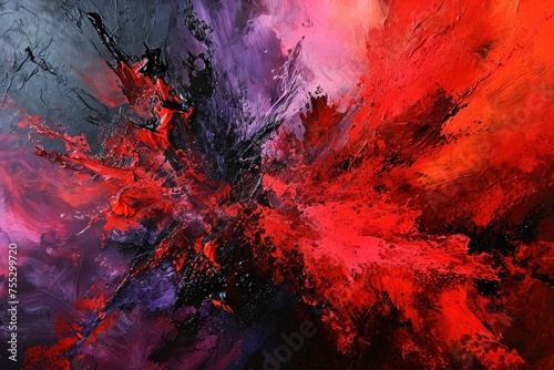 Abstract Crimson Explosion Painting