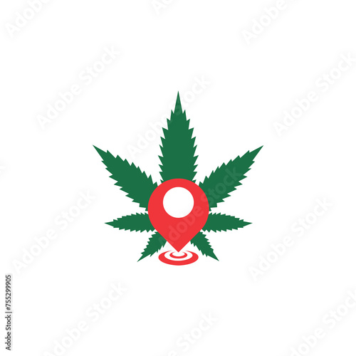 Marijuana Farm Locations. Marijuana leaves, Medicine. Vector icon in flat style. isolated.