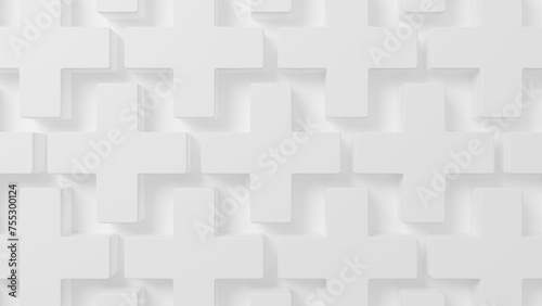 白背景に複数の白い十字。俯瞰。3D（横長） photo