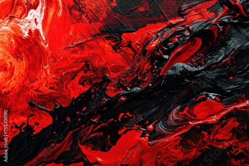 Abstract Red and Black Paint Swirls