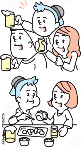 illustration of drinking party