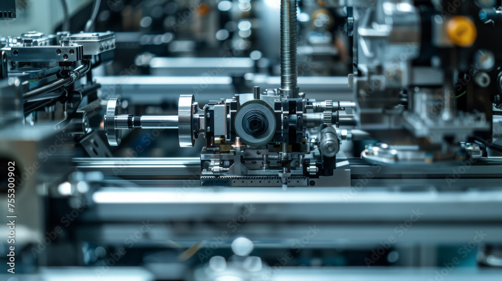 A detailed shot of a specialized machine used in the production of liquid crystal displays. The machines intricate mechanisms and stateoftheart technology allow for precise