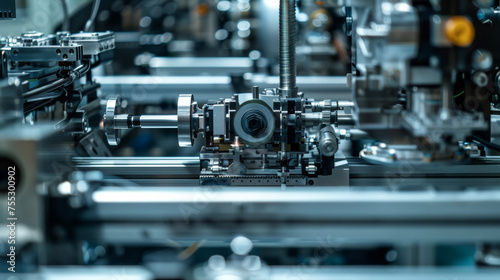 A detailed shot of a specialized machine used in the production of liquid crystal displays. The machines intricate mechanisms and stateoftheart technology allow for precise