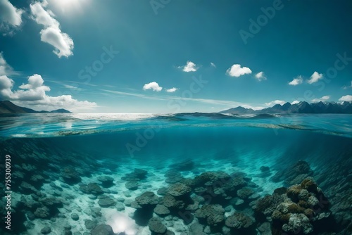 Oceanic mountains in tranquil ascent, a submerged landscape captured by the HD lens. © Muhammad