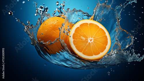 orange in water splash