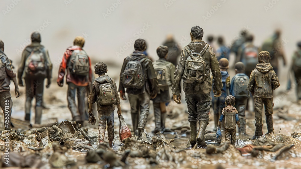 Tiny Escape: Miniature Figures Fleeing Tiny Escape: Miniature Figures Fleeing