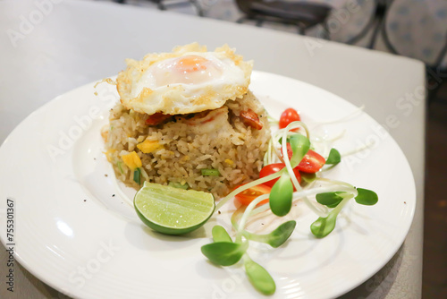 stir-fried rice, stir fried rice or fried rice with sunny side up egg or fried egg