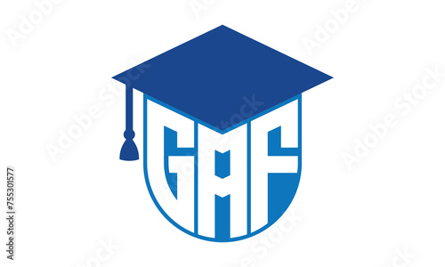 GAF initial letter academic logo design vector template. school college logo, university logo, graduation cap logo, institute logo, educational logo, library logo, teaching logo, book shop, varsity	
