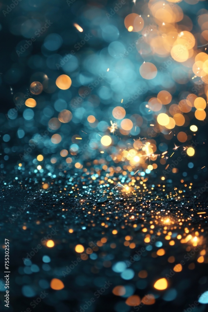 Abstract Glowing Sparkles on Blue Background
